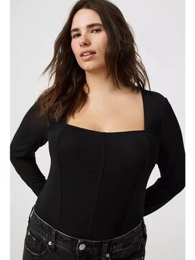 Square Neck Mesh Corset Top